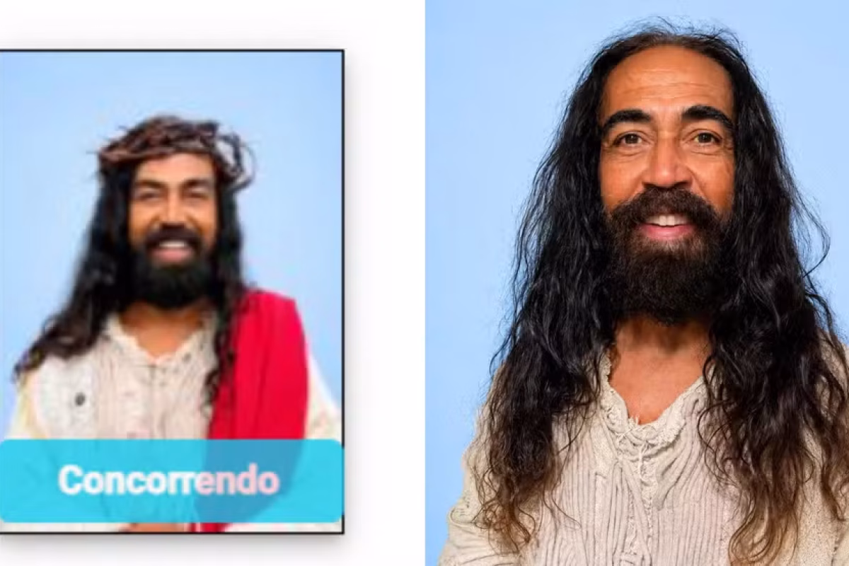 Candidato ‘vestido’ de Jesus Cristo com coroa de espinhos muda foto oficial após determinação do TRE — Foto: Reprodução